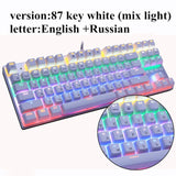 Metoo  Edition Mechanical Keyboard 87 keys Blue Switch Gaming Keyboards for Tablet Desktop  Russian sticker